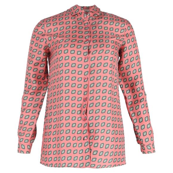Etro Printed Long Sleeve Button-Up Shirt in Multicolor Silk